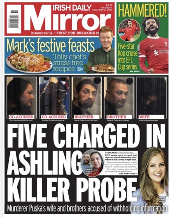 Irish Daily Mirror Frontpage