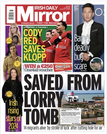 Irish Daily Mirror Frontpage