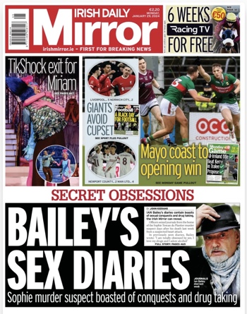 Irish Daily Mirror Frontpage