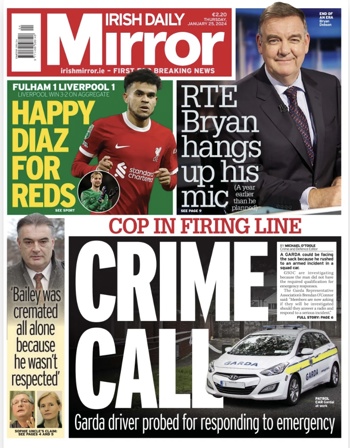Irish Daily Mirror Frontpage