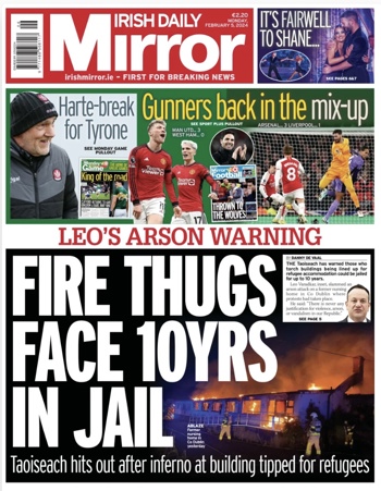 Irish Daily Mirror Frontpage