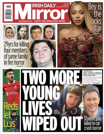 Irish Daily Mirror Frontpage