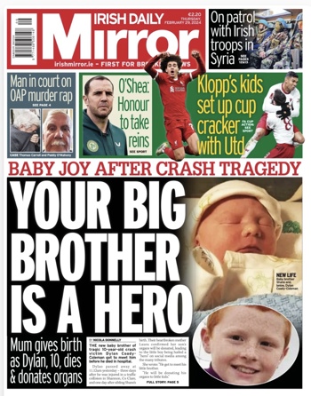 Irish Daily Mirror Frontpage