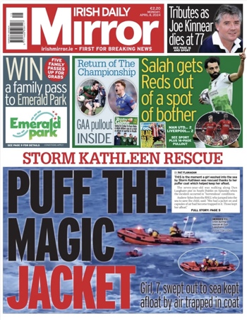 Irish Daily Mirror Frontpage