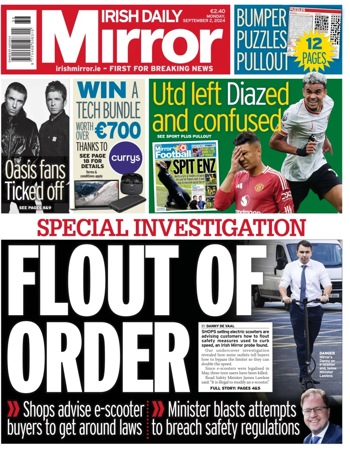 Irish Daily Mirror Frontpage