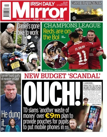 Irish Daily Mirror Frontpage