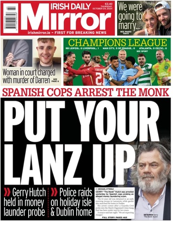 Irish Daily Mirror Frontpage