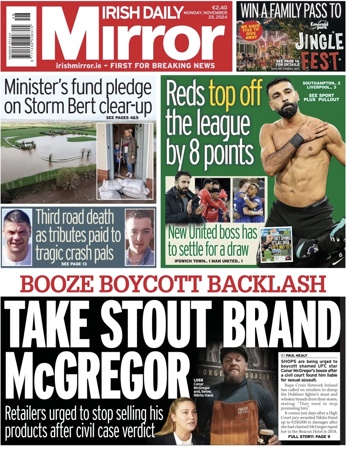 Irish Daily Mirror Frontpage