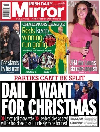 Irish Daily Mirror Frontpage