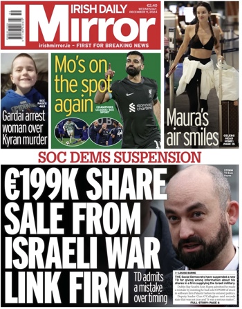 Irish Daily Mirror Frontpage