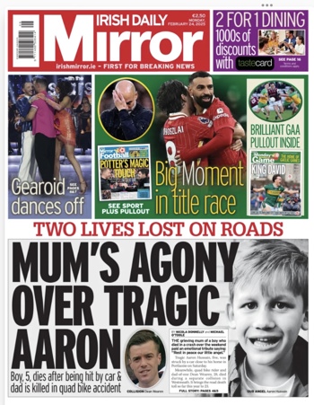 Irish Daily Mirror Frontpage