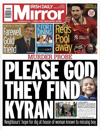 Irish Daily Mirror Frontpage