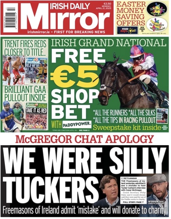 Irish Daily Mirror Frontpage
