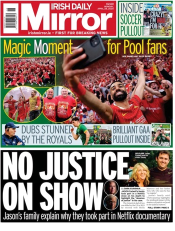 Irish Daily Mirror Frontpage