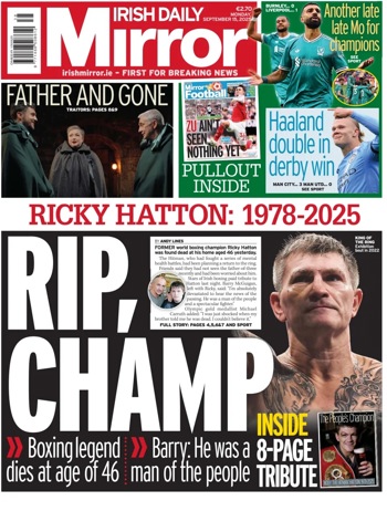 Irish Daily Mirror Frontpage