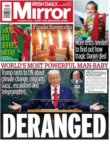 Irish Daily Mirror Frontpage