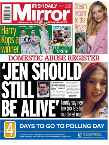Irish Daily Mirror Frontpage