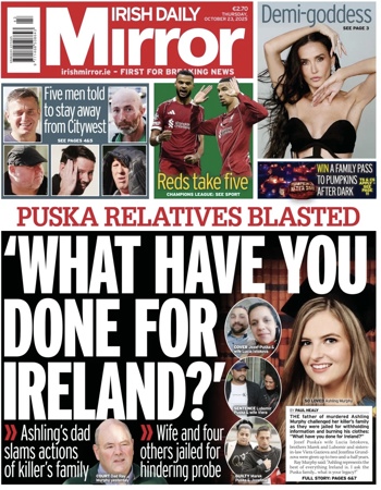 Irish Daily Mirror Frontpage