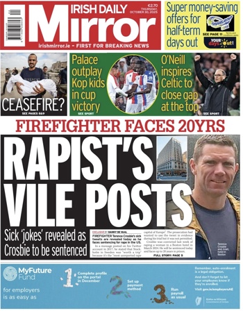 Irish Daily Mirror Frontpage