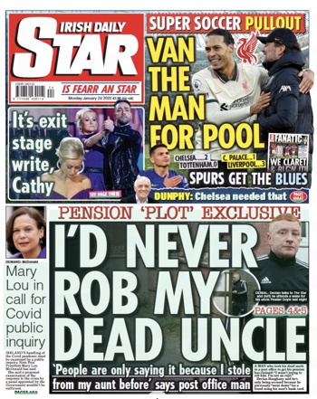 Irish Daily Star Backpage