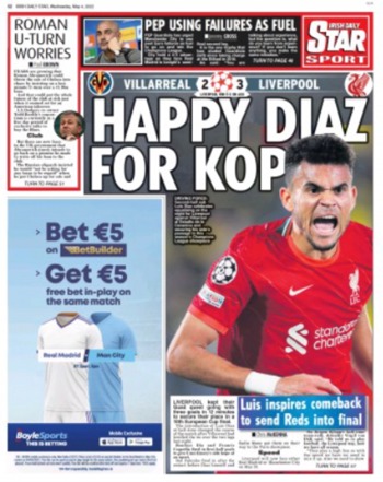 Irish Daily Star Backpage