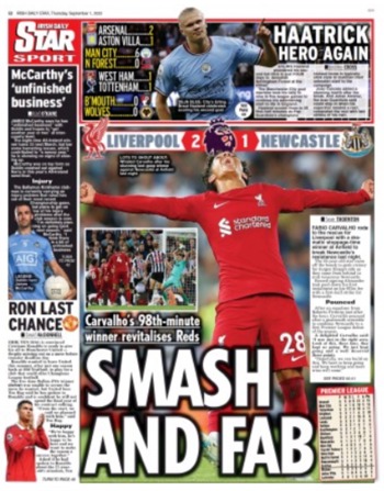Irish Daily Star Backpage