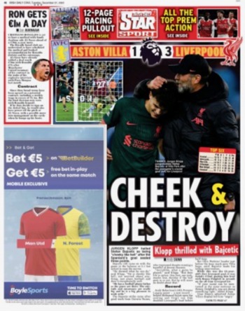 Irish Daily Star Backpage