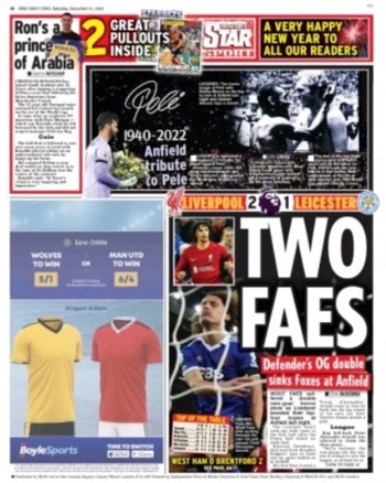 Irish Daily Star Backpage