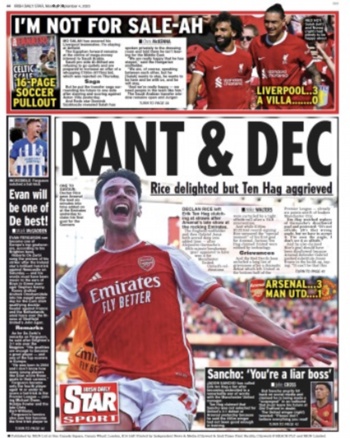 Irish Daily Star Backpage