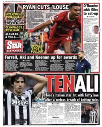 Irish Daily Star Backpage