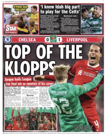 Irish Daily Star Backpage
