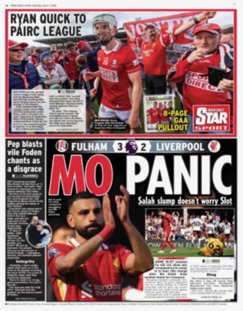 Irish Daily Star Backpage