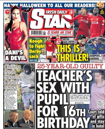 Irish Daily Star Frontpage