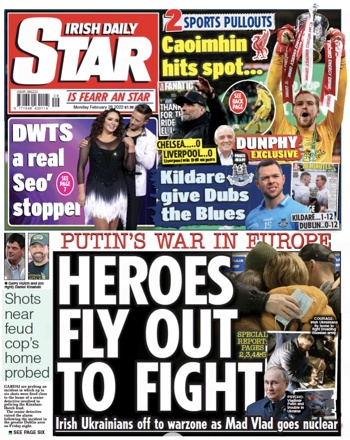 Irish Daily Star Frontpage