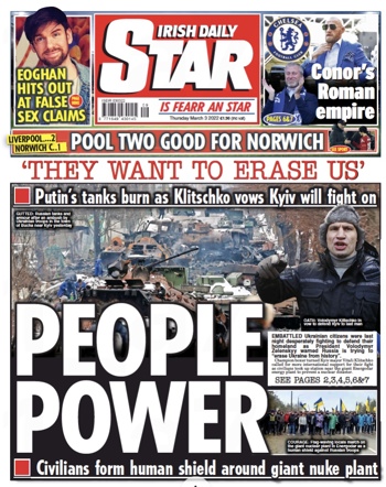 Irish Daily Star Frontpage