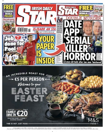 Irish Daily Star Frontpage