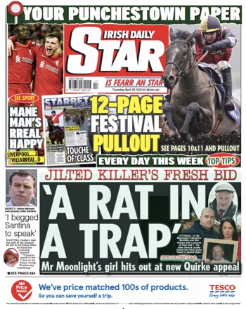 Irish Daily Star Frontpage