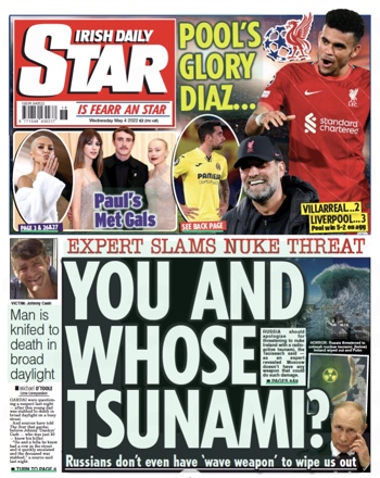 Irish Daily Star Frontpage