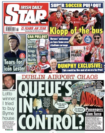 Irish Daily Star Frontpage