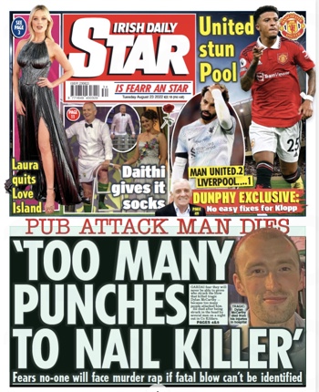 Irish Daily Star Frontpage