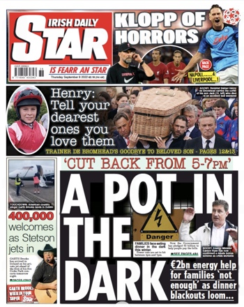 Irish Daily Star Frontpage