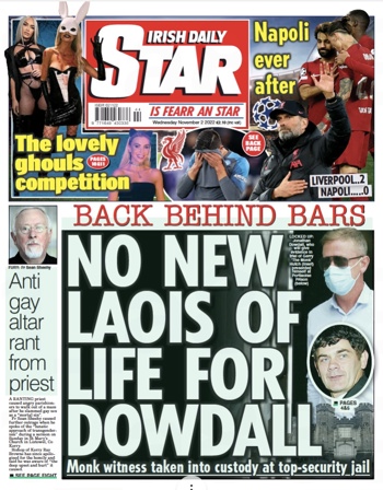 Irish Daily Star Frontpage