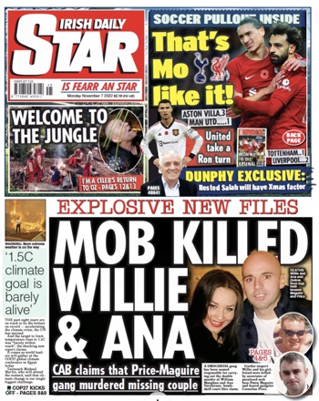 Irish Daily Star Frontpage