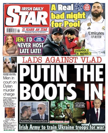 Irish Daily Star Frontpage