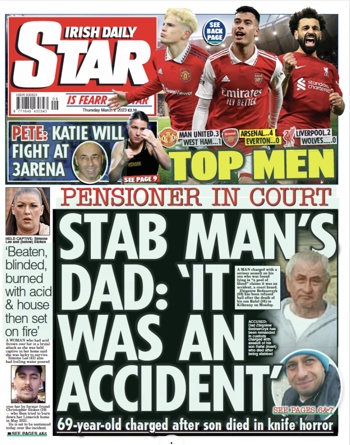 Irish Daily Star Frontpage