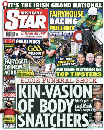 Irish Daily Star Frontpage