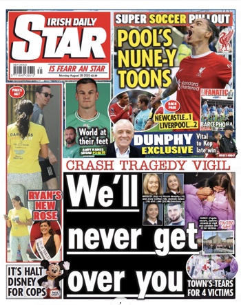 Irish Daily Star Frontpage