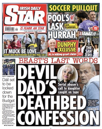 Irish Daily Star Frontpage