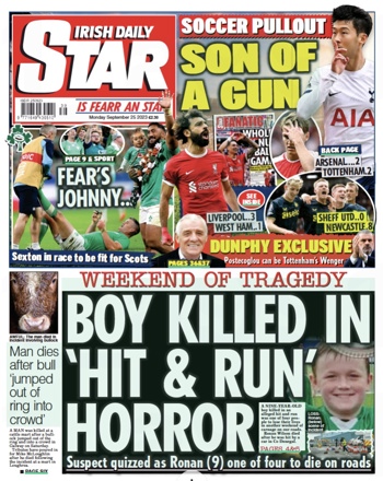 Irish Daily Star Frontpage