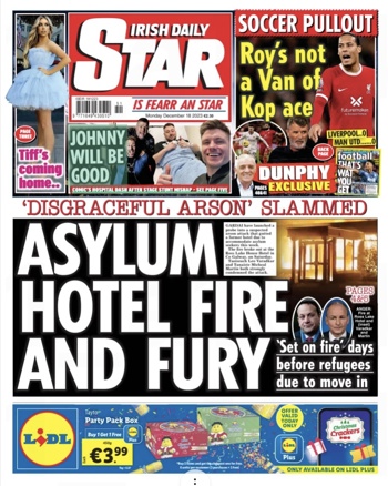Irish Daily Star Frontpage